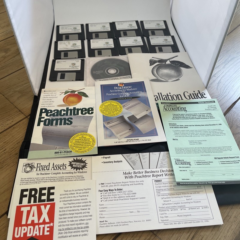 Peachtree Accounting Windows 95 & Windows 3.1 PC 3.5 Floppy Diskettes & CD~ VTG