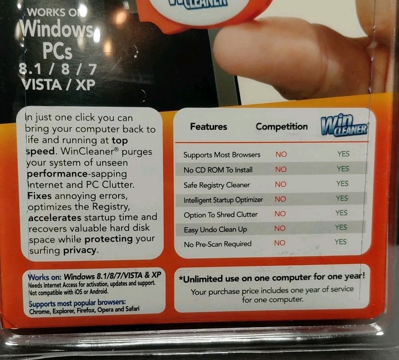 Win Cleaner One Click for Windows 7 8 8.1 Vista XP Clean Repair Protect Sealed gallery