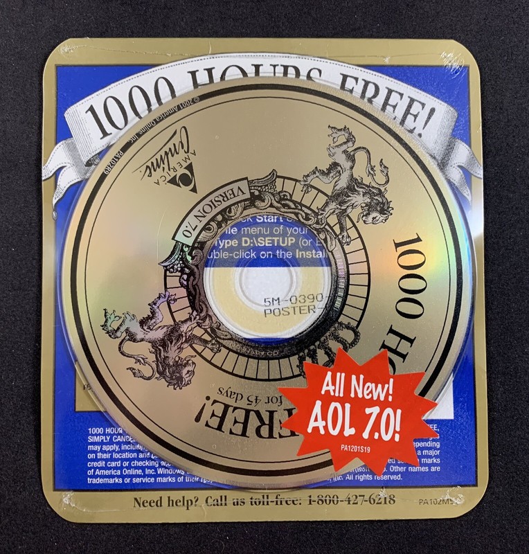 Vintage AOL 7.0 1000 Hours for 45 Days Free Trial CD