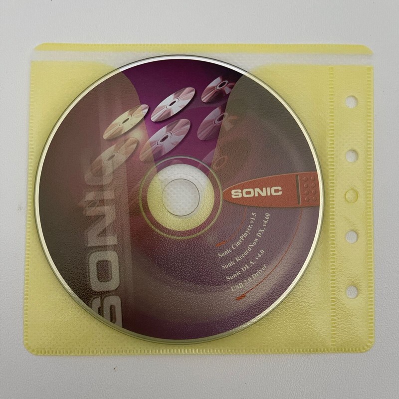Sonic CinePlayer, v1.5 / RecordNow DX, v4.60 / DLA, v4.0 / USB 2.0 Driver CD