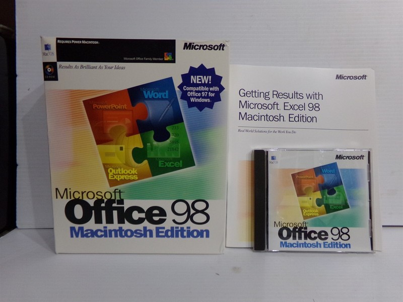 Microsoft Office 98 Macintosh Mac Edition w/ CD & CD Key