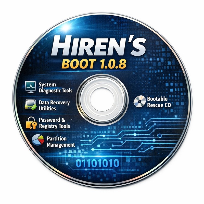 Hiren’s BootCD 1.0.8 – Bootable System Diagnostics and Recovery Utility CD DVD
