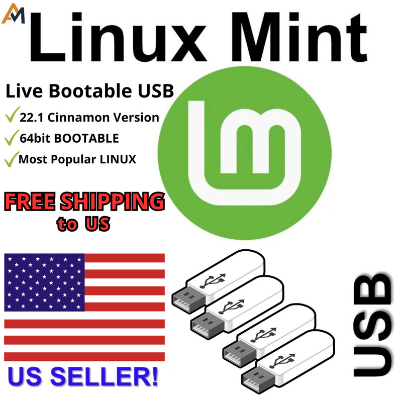 Pack of 4 -Linux Mint Latest 22.1 Cinnamon 64bit BOOTABLE/LIVE USB FREE SHIPPING