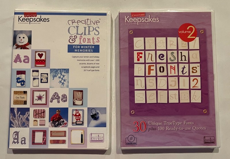 Creating Keepsakes: Fresh Fonts (CD-ROM) Creative Clips & Fonts (2 CDs) NEW!!!!