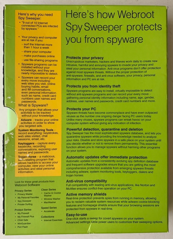 Vintage Spy Sweeper Software by Webroot gallery