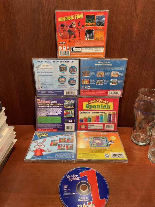 9 CD PC GAME Educational Lot: Disney, Incredibles, Clifford, Learning, Reader gallery