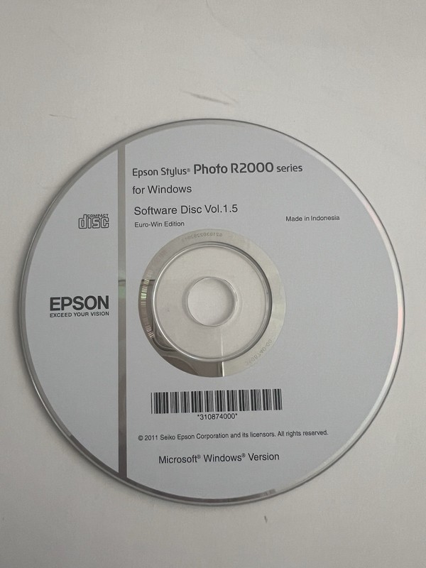 Epson Stylus Photo R2000 series Printer Software Driver CD DVD only/Window 1.5