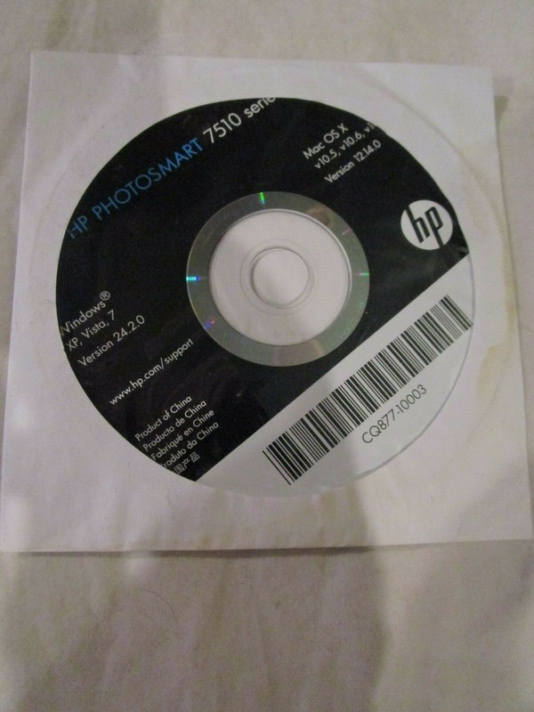 HP Photosmart 7510 Series CD Windows XP Vista 7 Version 24.2.0 MAC OS X v10.5 10
