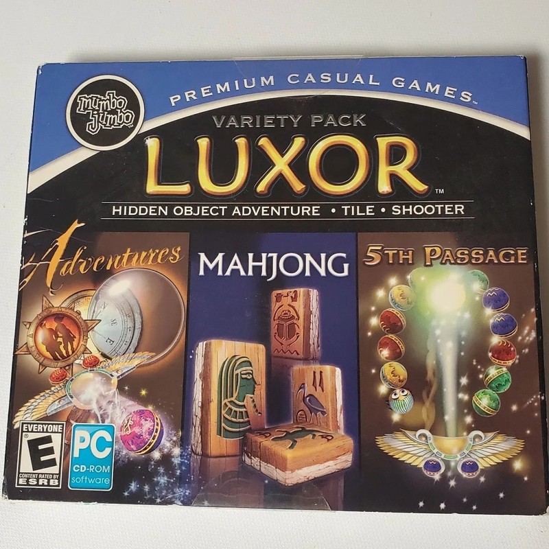 NEW LUXOR Variety Pack Adventures Mahjong 5th Passage CD Rom Video Game Shooter