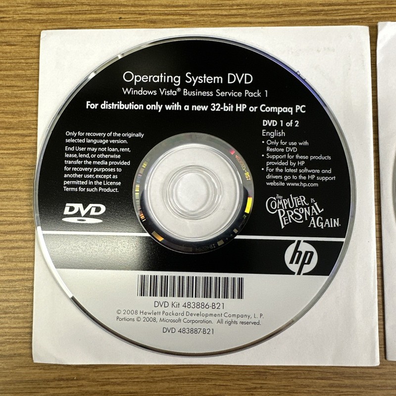 Lot 2 Microsoft Windows Vista Business SP1 32-bit HP Compaq PC Operating System gallery