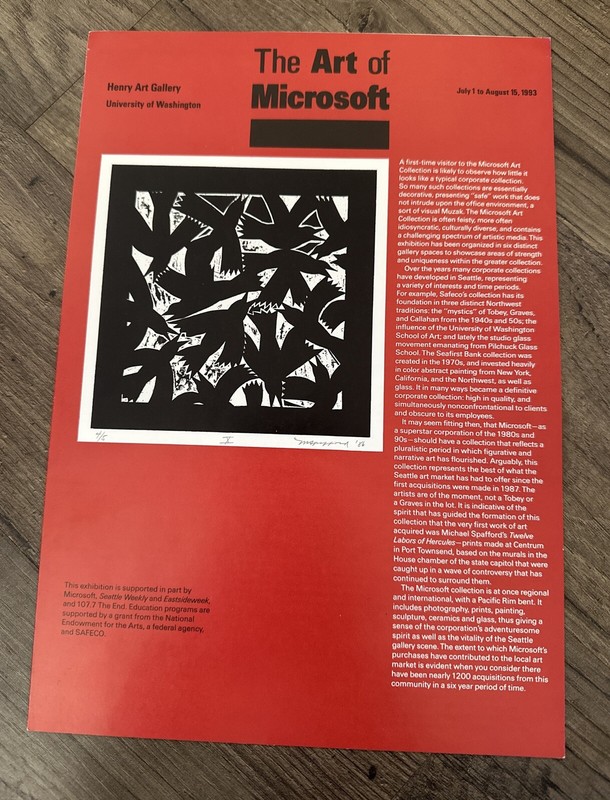 The Art of Microsoft Pamphlet Henry Art Gallery 1993 Trifold