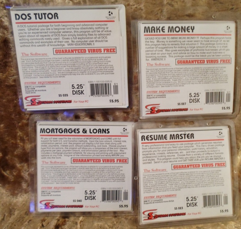 Vintage NEW 4 DOS Tutor Resume Master Make Money Mortgages Loans 5.25" Floppy gallery