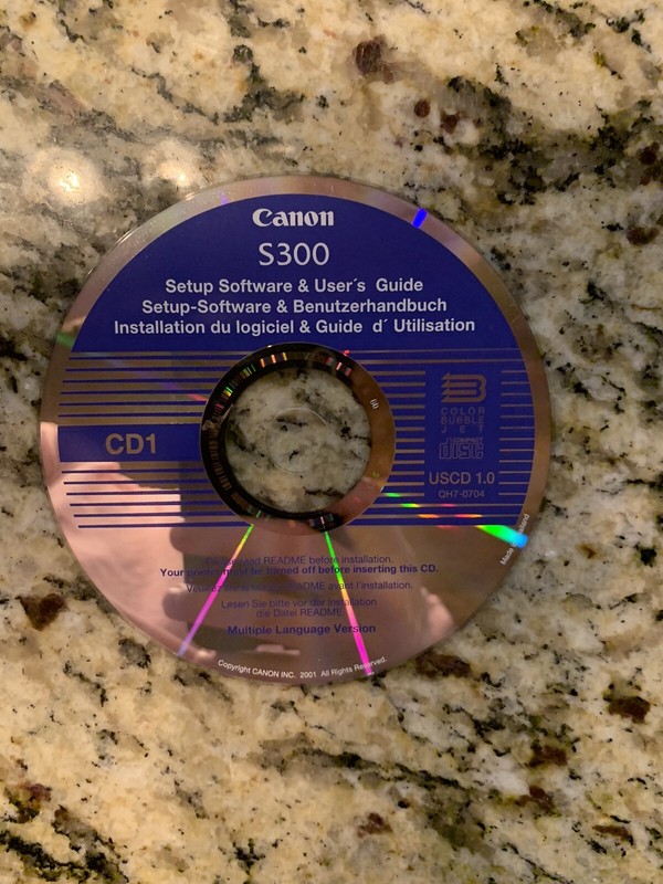 Canon S300 Setup Software & User’s Guide USCD 1.0 Software Disc PC CD-Rom, 2001
