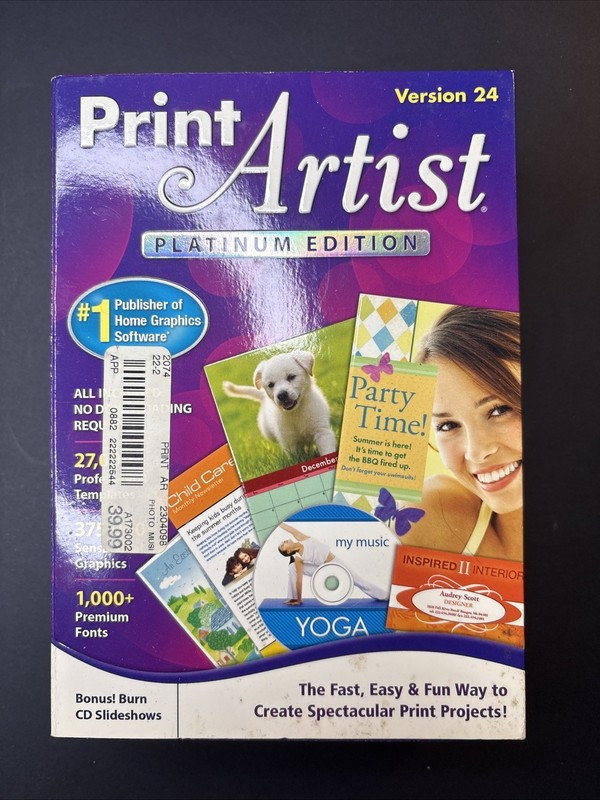 Print Artist Platinum Edition Version 24 – Windows XP, Vista, or 7 DVD