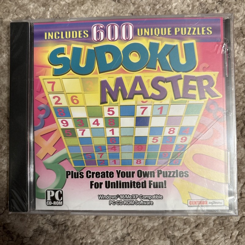 🌹Sudoku Master [Win 98/Me/XP] Includes 600 Unique Puzzles Factory Sealed New
