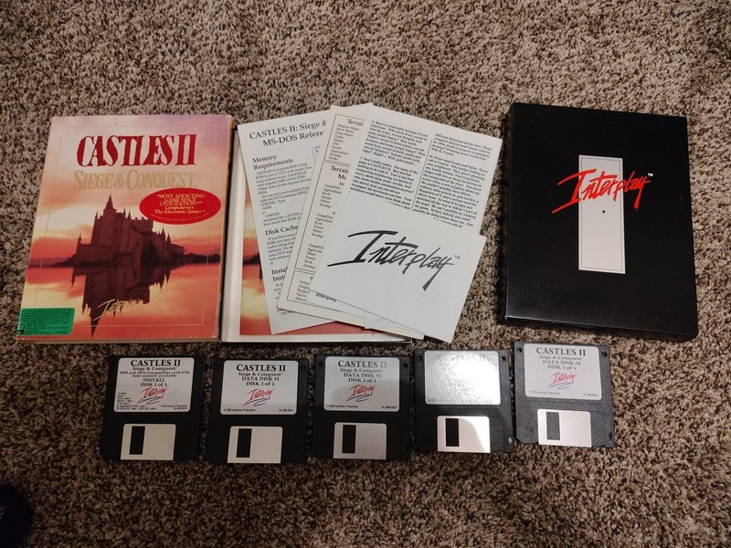 Castles II: Siege & Conquest (PC Game, 1992) Complete Big Box 3.5 Floppy disk