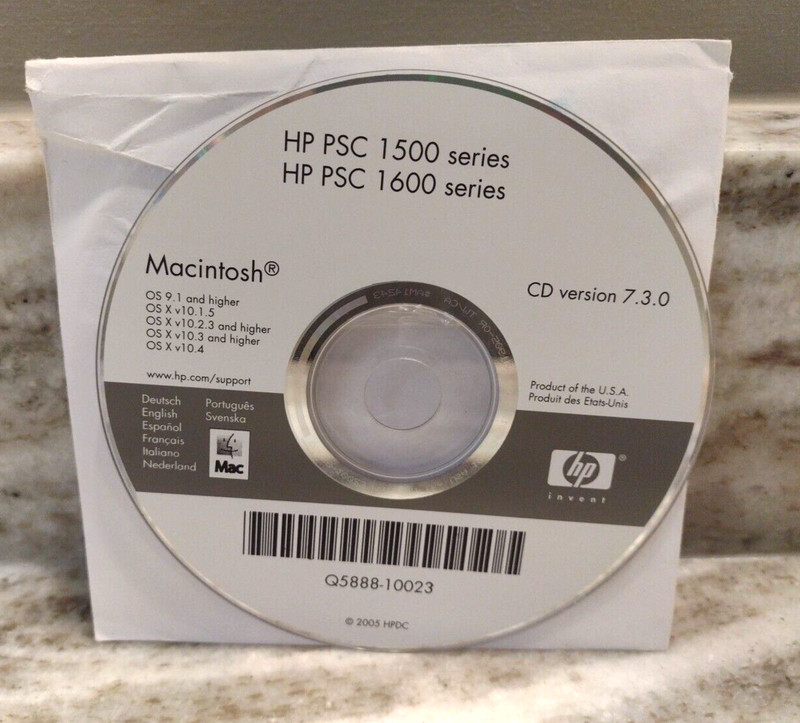 HP PSC 1500/1600 Macintosh Series Driver Disc Version 7.2 Q5888-10012