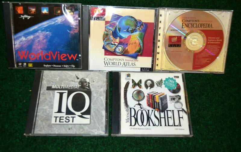 Comptons World Atlas & Encyclopedia IQ Test World View BookShelf CD ROM Five Lot
