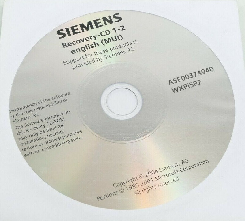 Siemens Recovery-CD 1-2 english (MUI) WXPiSP2 | A5E00374940