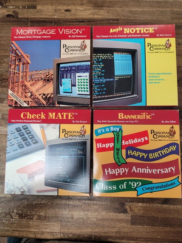 PC IBM Software – Check Mate, Bannerific, Ample Notice, Mortgage Vision