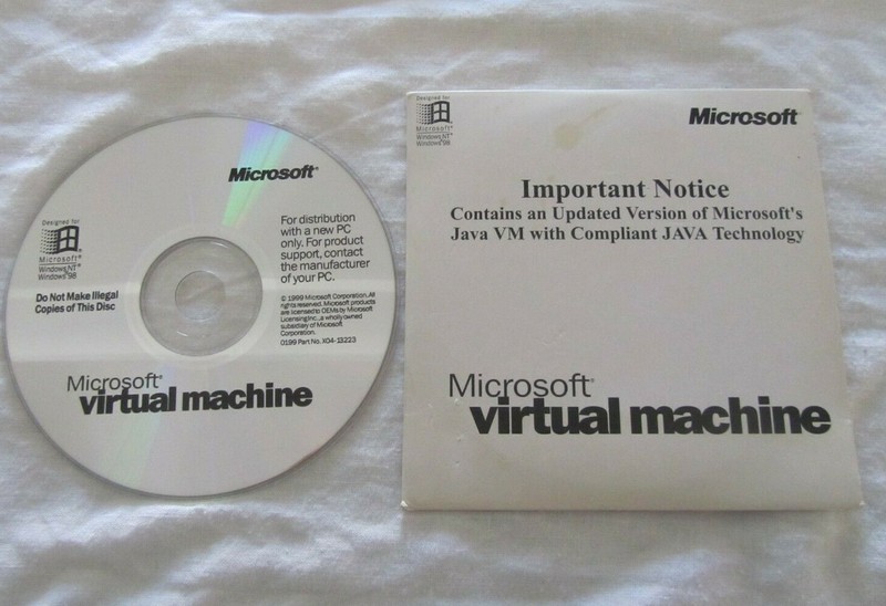 Vintage Microsoft Virtual Machine Java for Windows 98 and NT IE4 Install CD-ROM