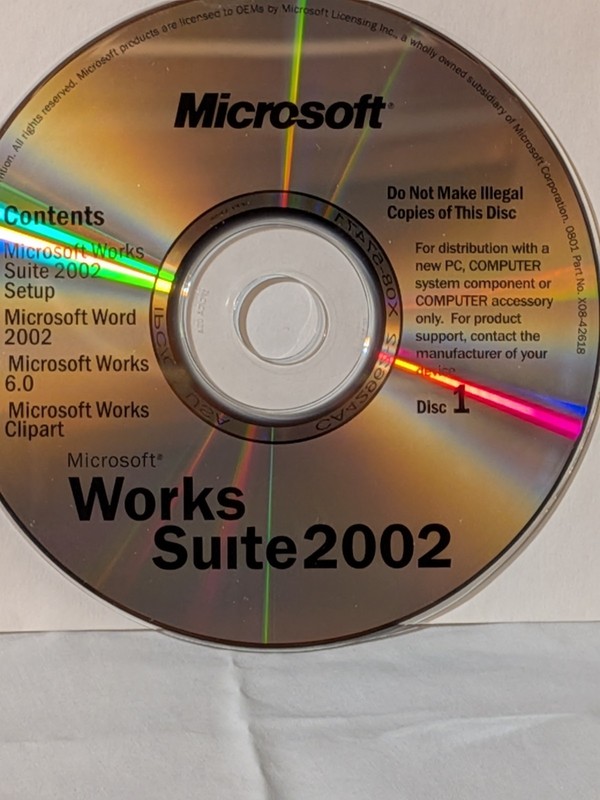 Microsoft Works Suite 2002 – 5 Disc PC CD-ROM – No key