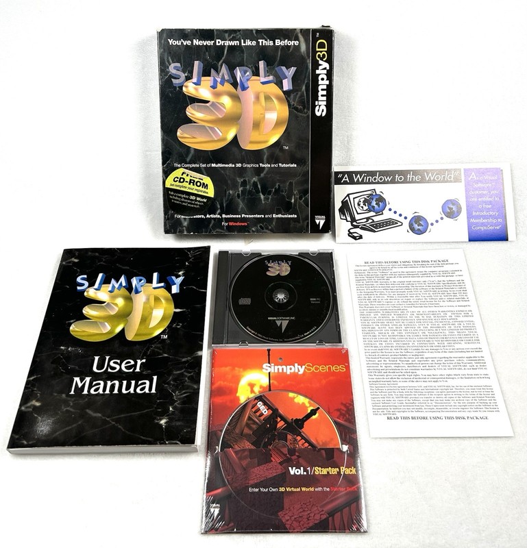 Simply 3D Software For Windows 95 Multimedia Set Disc Renderize Computer Cd-Rom