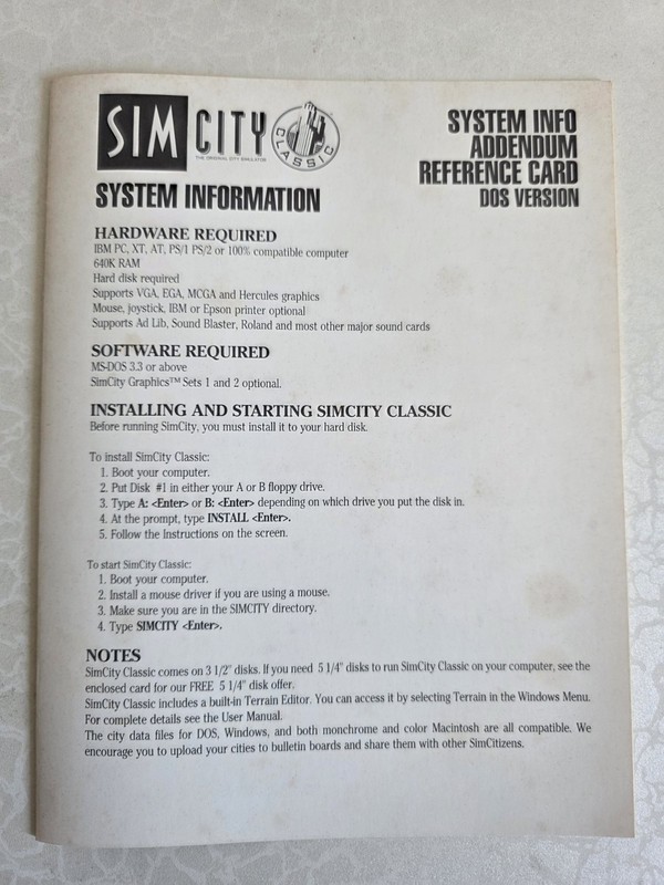 Vintage SimCity 2000 Special Edition 5.25 Floppy Disc DOS/Win/Mac CIB Big Box gallery