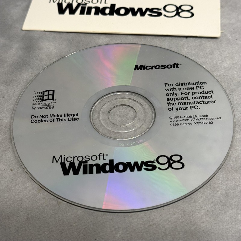 Vintage Microsoft Windows 98 OEM CD with Sleeve 1998 P/N X03-36068 For New PC gallery