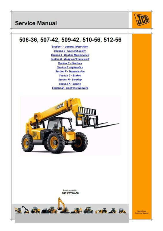 JCB 510-56 56′ Telescopic Reach Fork Lift Service Repair Manual on CD
