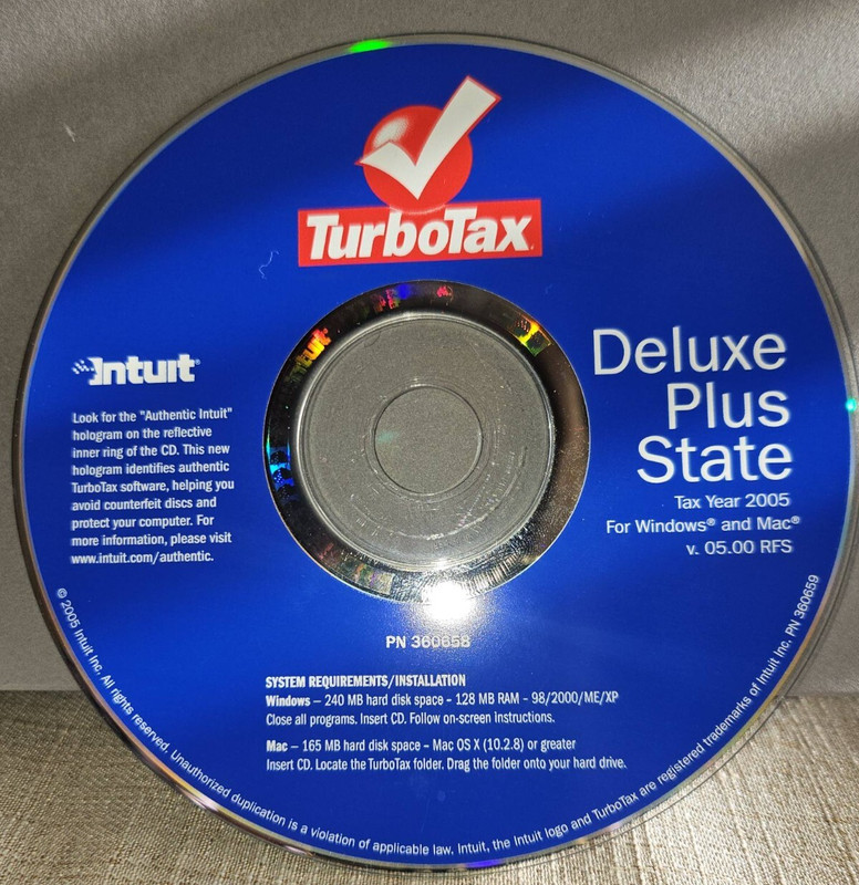 TurboTax Deluxe Plus State Tax Year 2005 for Windows & MAC