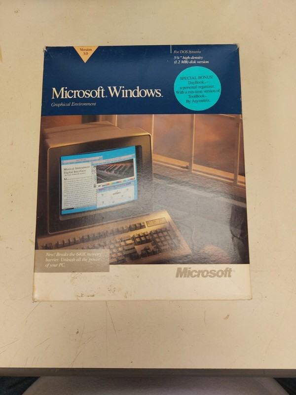 Vintage Microsoft Windows 3.0 For DOS 5.25" Disk + bonus
