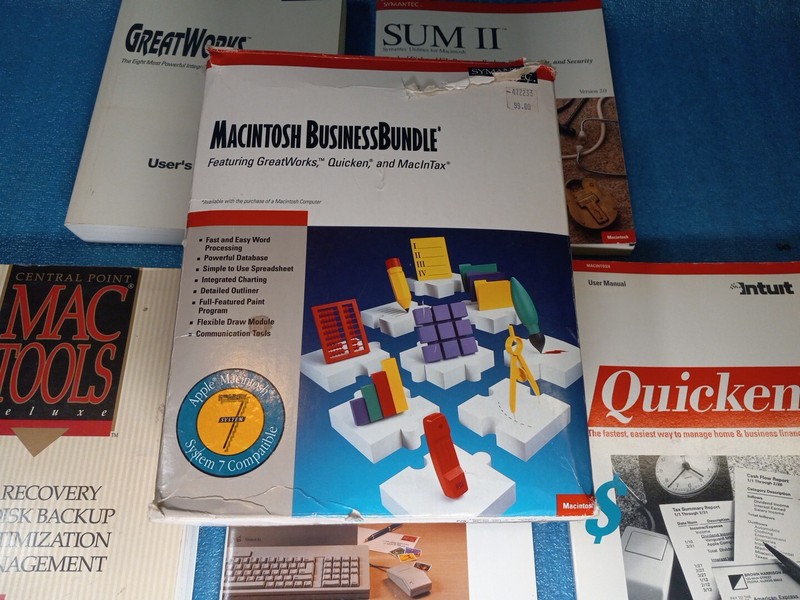 Symantec Macintosh Business Bundle MacInTax Quicken GreatWorks System 7 Apple gallery