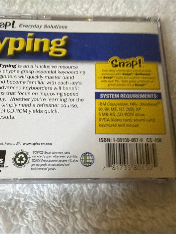Typing PC CD ROM Snap! Vtg Keyboard Sleeve IBM Compatible WIN gallery