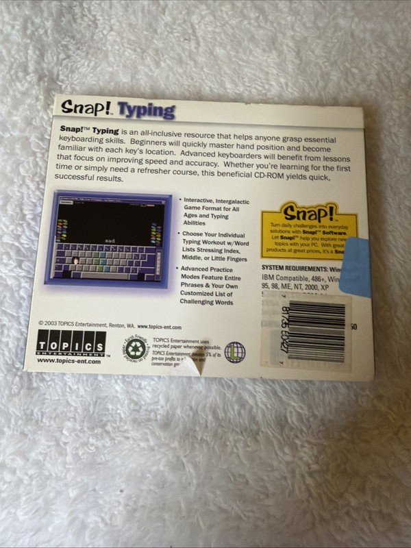 Typing PC CD ROM Snap! Vtg Keyboard Sleeve IBM Compatible WIN gallery