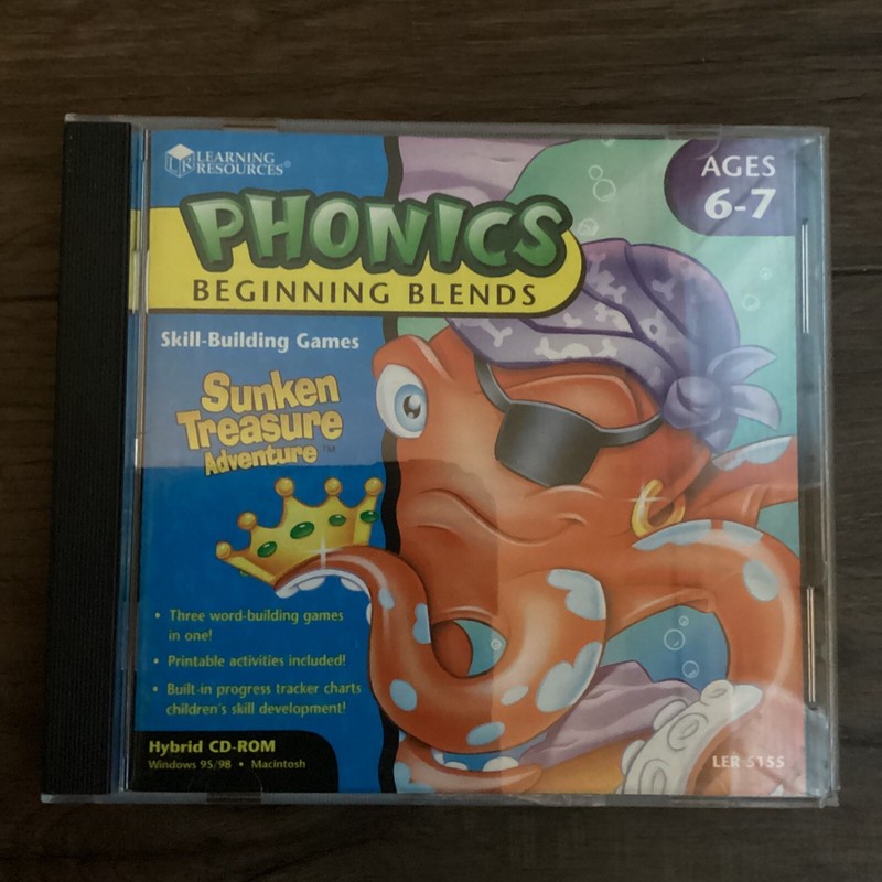 Learning Resources – Phonics Beginning Blends Games Sunken Treasure (CDRom 1999)
