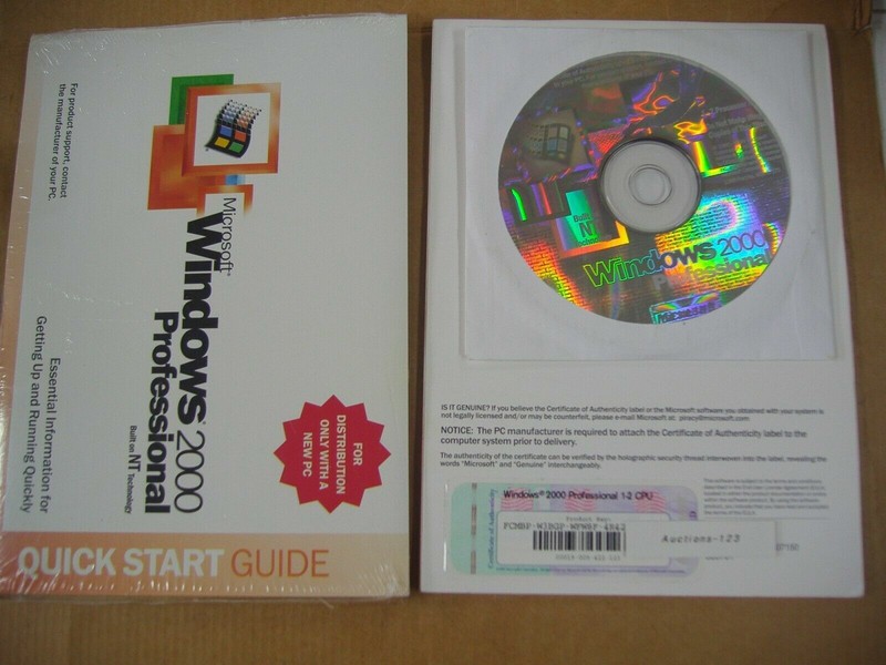 MICROSOFT WINDOWS 2000 PROFESSIONAL FULL OPERATING SYSTEM MS WIN PRO=NEW SEALED=