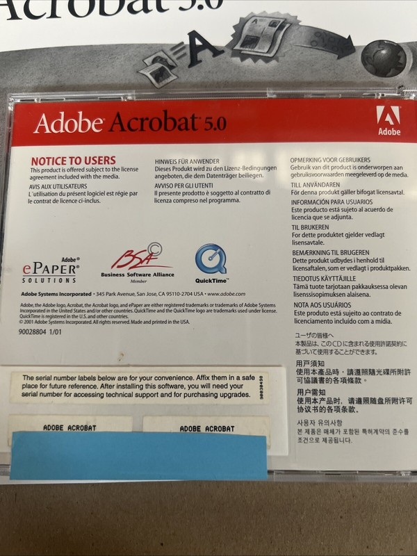Adobe Acrobat 5.0 for Mac Education Version W/ Serial Number W/ Manual 90028803 gallery