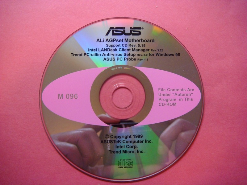 ASUS ALI AGP Motherboard Support CD Rev. 5.15 CD Circa 1999 Pre-owned *18