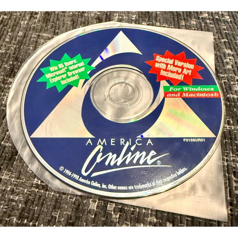 AOL Installation CD Windows Mac Blue Vintage Software F0198UR01 EX