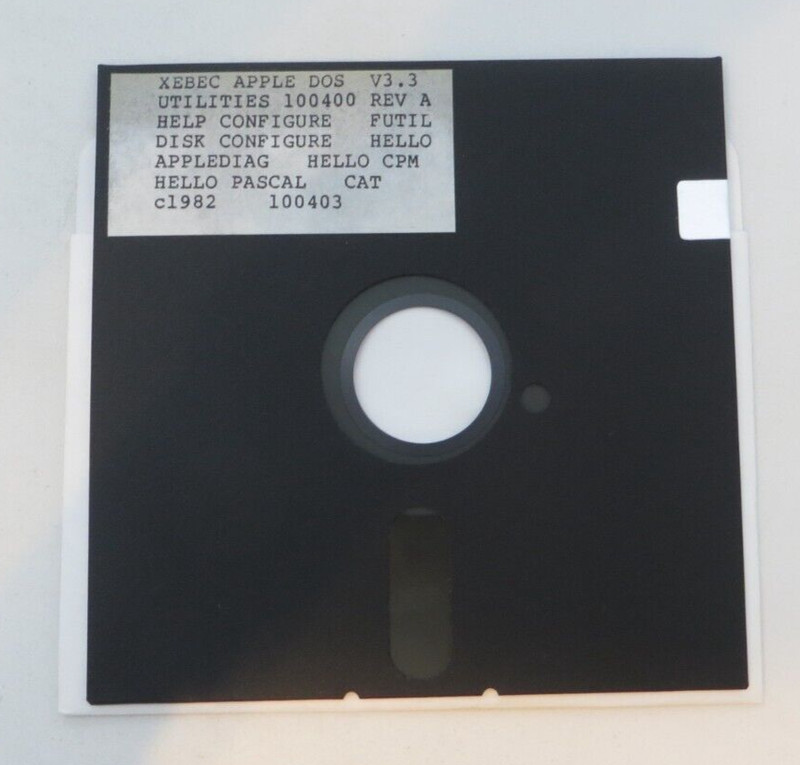 5.25″ Floppy Disk Xebec Apple DOS V3.3 Utilities 100400 computer software 1982