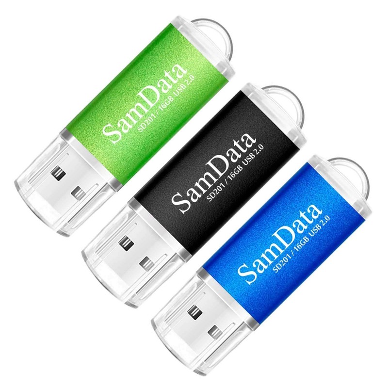 SamData 3 Pack 16GB USB 2.0 Flash Drive Thumb Drives Memory Stick, 3 Colors: ...