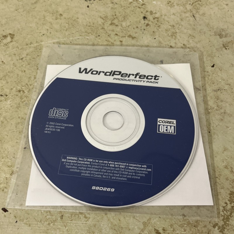 Corel, Word Perfect Productivity Pack, 980269 w/serial number