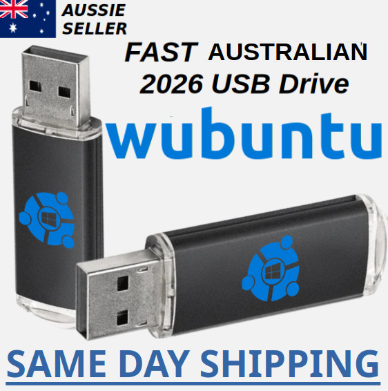 Wubuntu/Winux Linux Latest Version Australian Shipping Bootable USB Flash Drive
