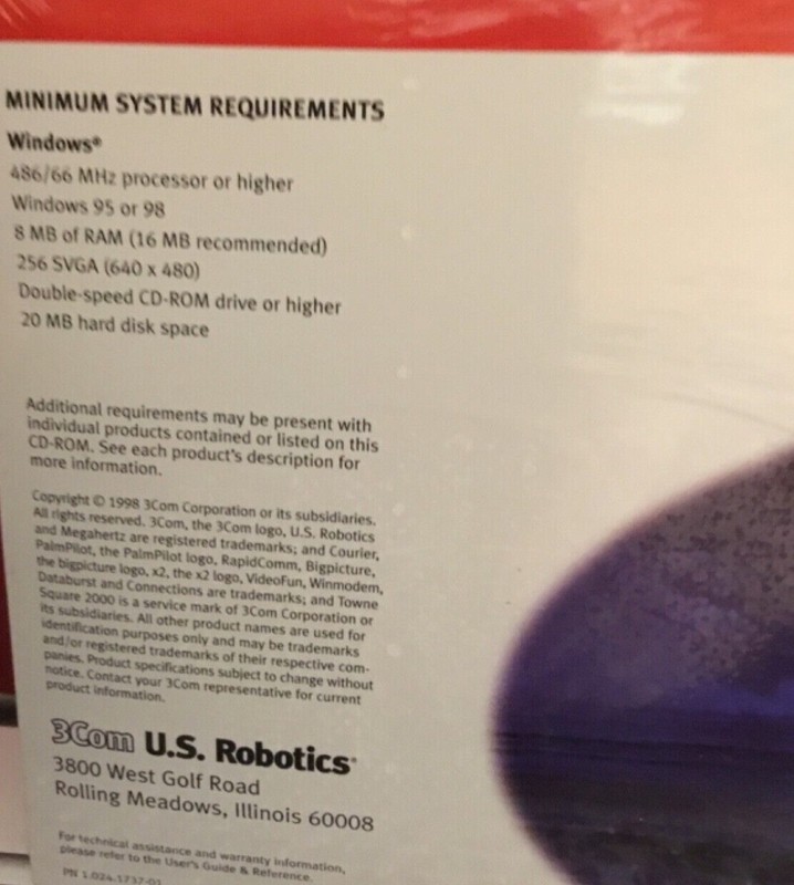 3Com US Robotics 56K Winxmodem Installation Guide Disk Windows 95/98 gallery