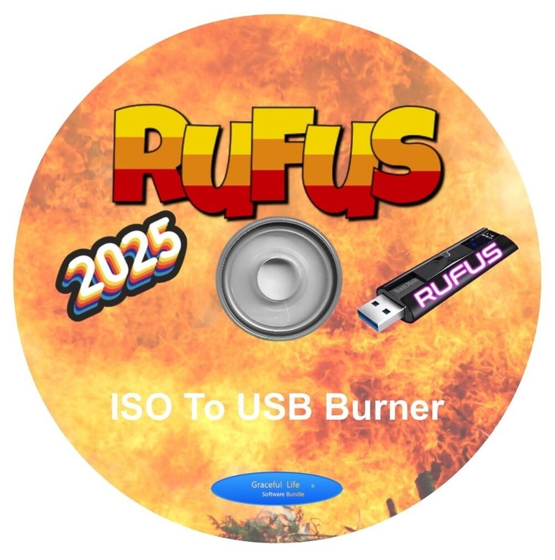 RUFUS 4.9 2025 Edition USB ISO Burning Software ~ ISO to USB Burner On CD-ROM