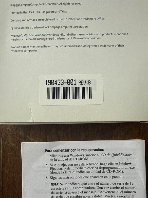 NEW Quick Restore 3-CDs (discs 1, 2, and NT) Compaq Armada Series, 2000 w/Keys gallery