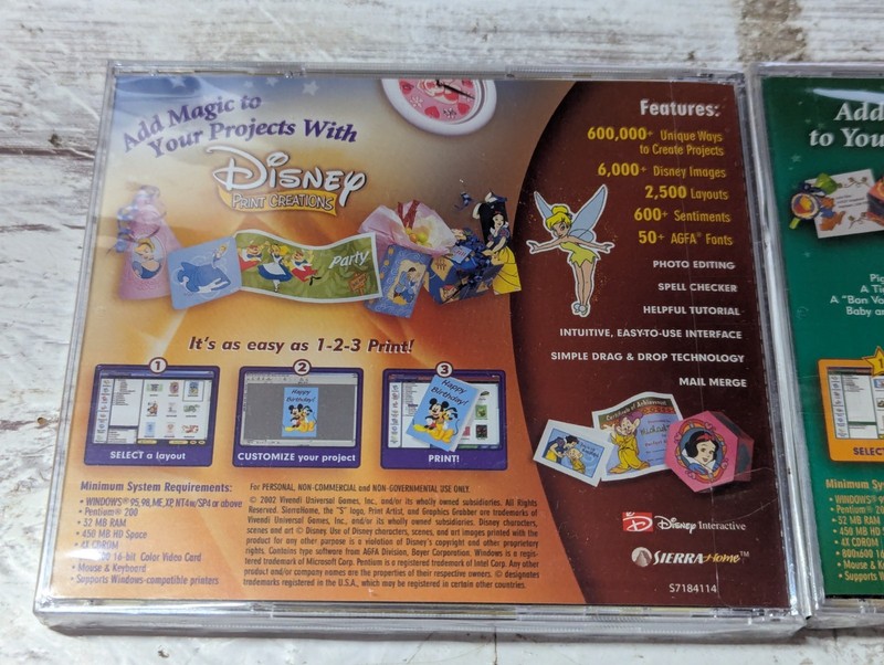 Disney Print Artist CD (2) ~ Scrapbooking Crafts Character Images Pooh Mickey gallery