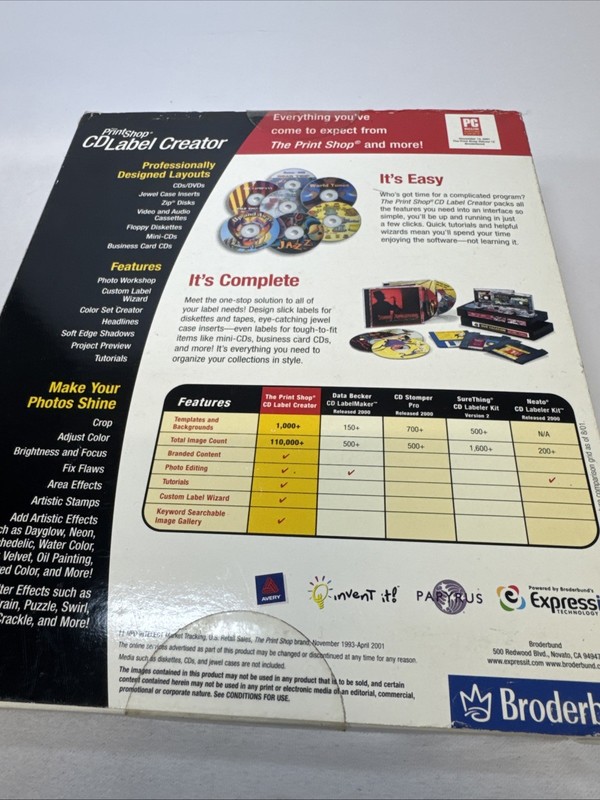 Print Shop CD Label Creator NIB Unopened Sealed New Old Stock 2001 gallery