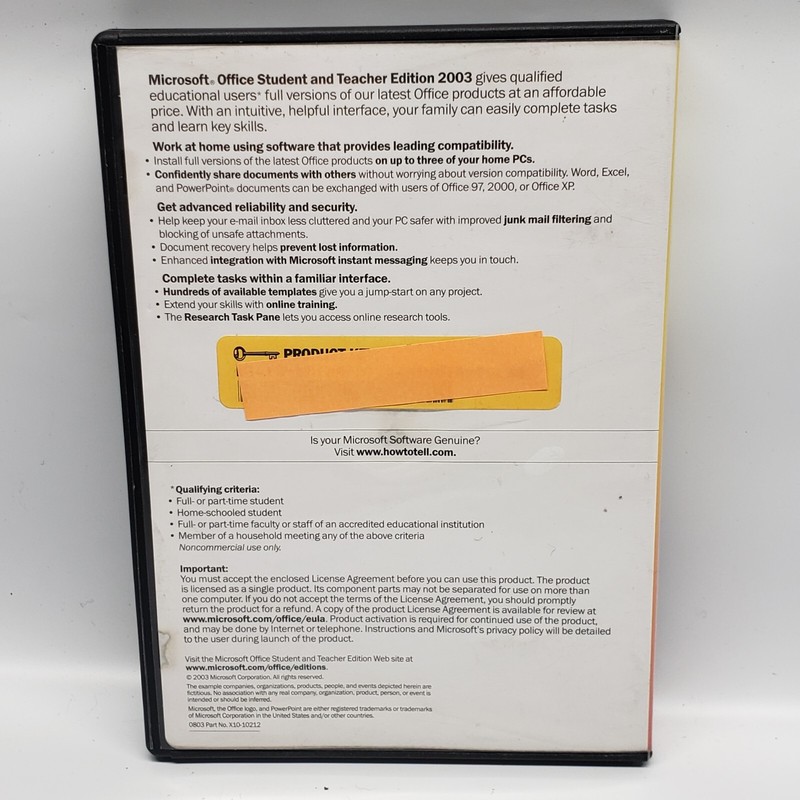Microsoft Office Student and Teacher Edition 2003 X10-10212 With Key gallery